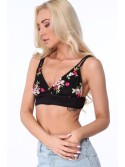 Embroidered short top with straps, black ZZ352 - Online store - Boutique